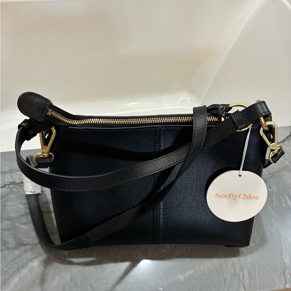 Chloe Joan Cross Body Black Leather/Suede Bag - Picture 10 of 16